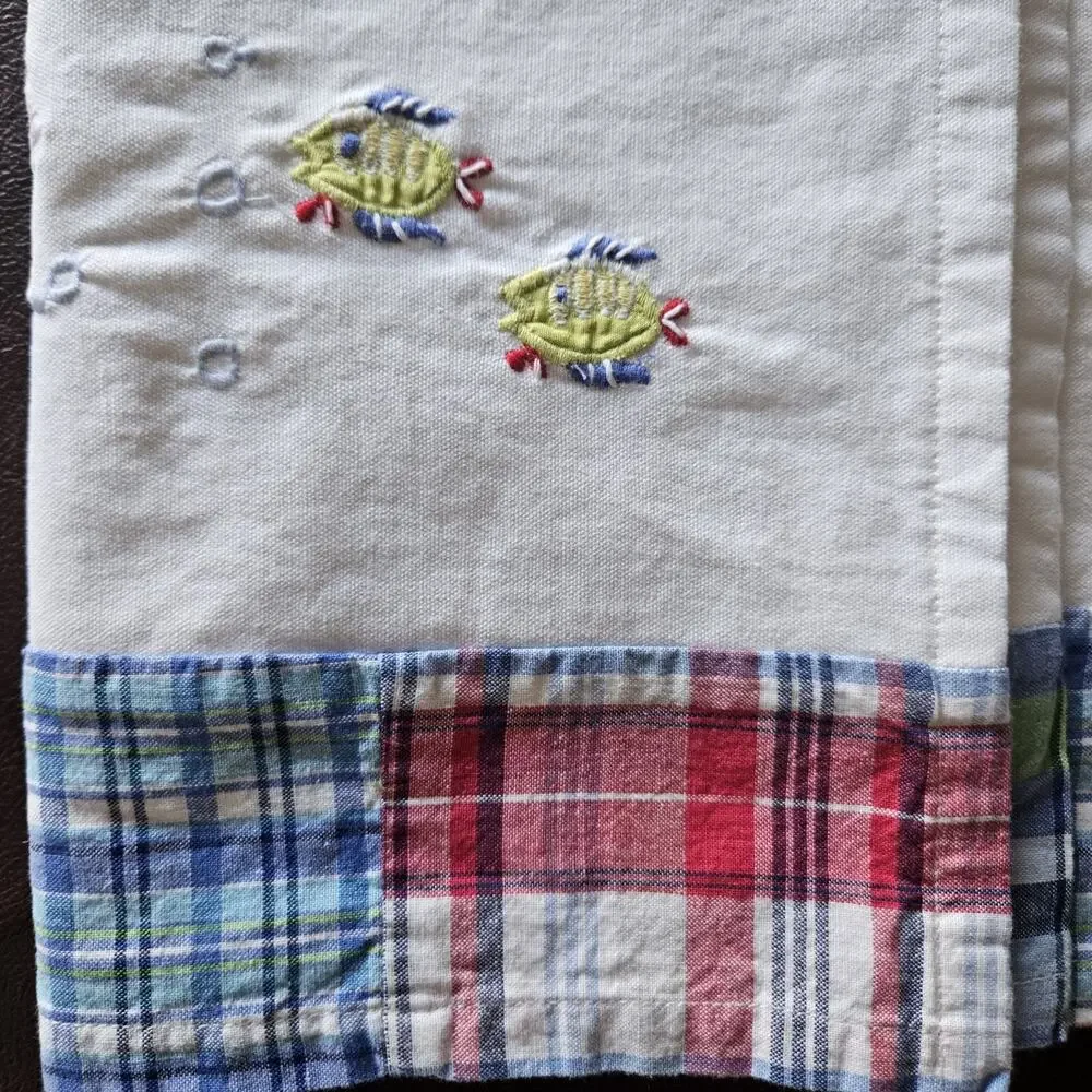 Pottery Barn Kids Bermuda Fish Valance Curtain‎ Rod Pocket Nautical Madras 1pc